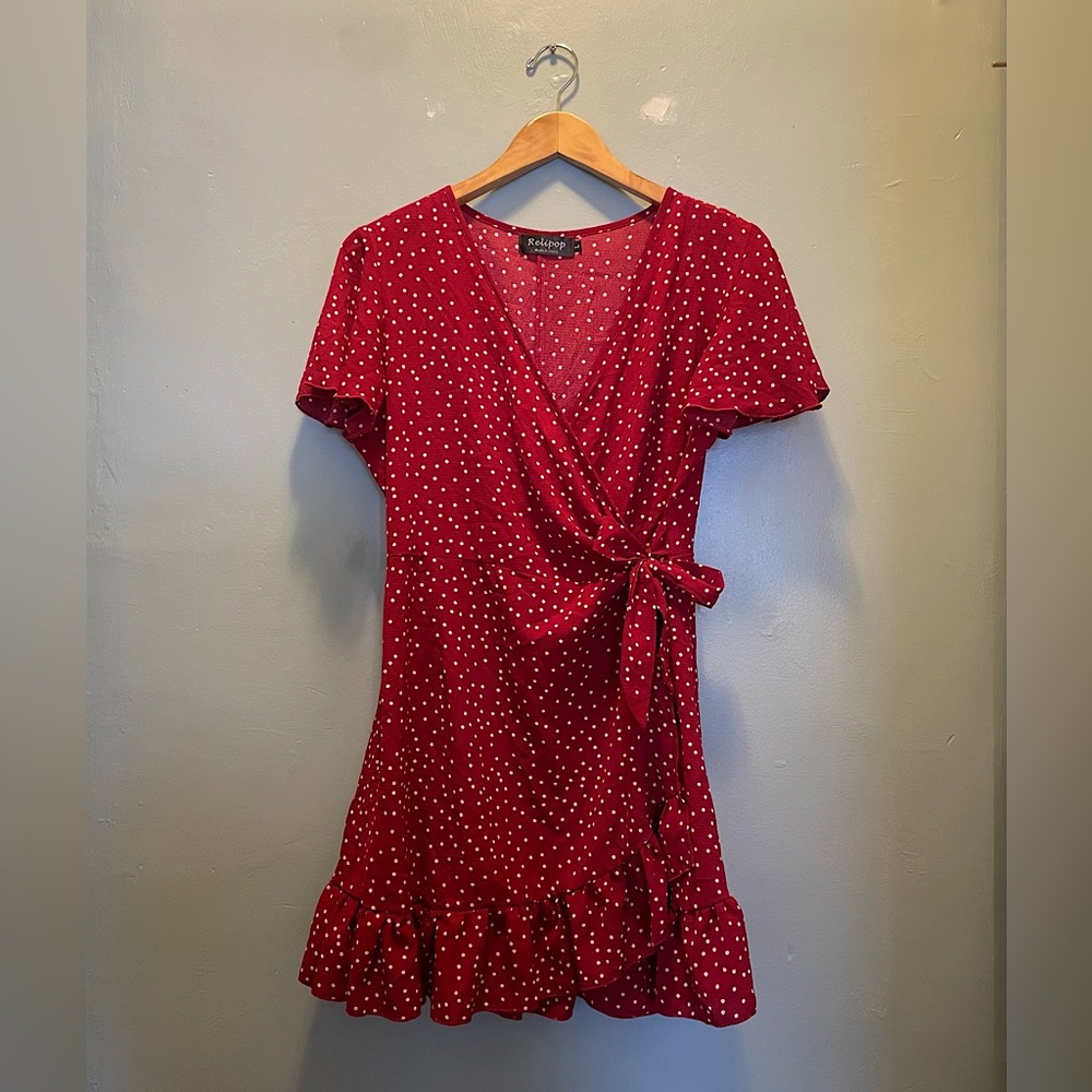 Red polkadot wrap dress with ruffles ❤️
